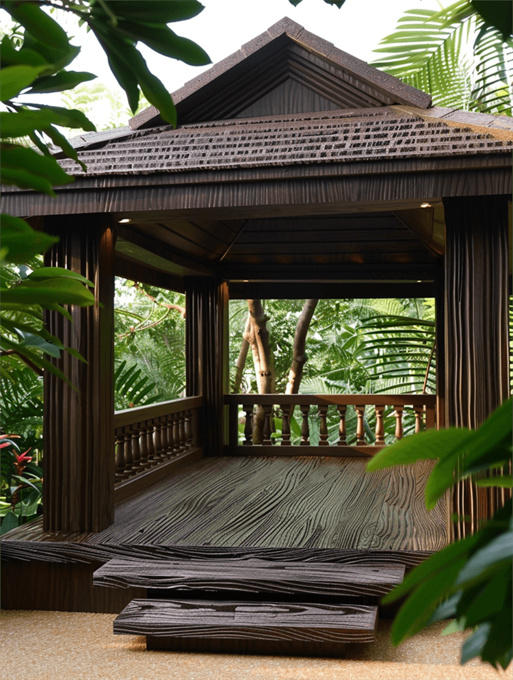 塑木廊架：户外休憩与景观融合的多功能之选