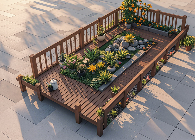 塑木廊架：自然与艺术的融合